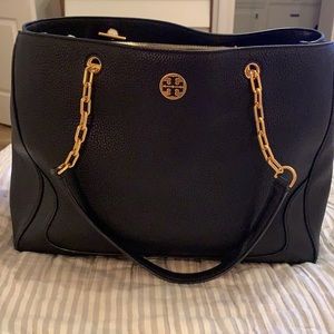 Black and gold Tory Burch Tote